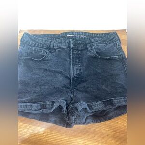 Old Navy Women's O.G. Straight Size 16 Cuffed Black Denim Shorts